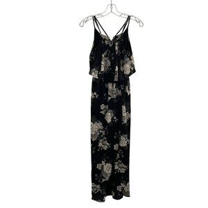 Monteau Women's Floral Hi Low Dress Double Strap Black/Multi Size Small